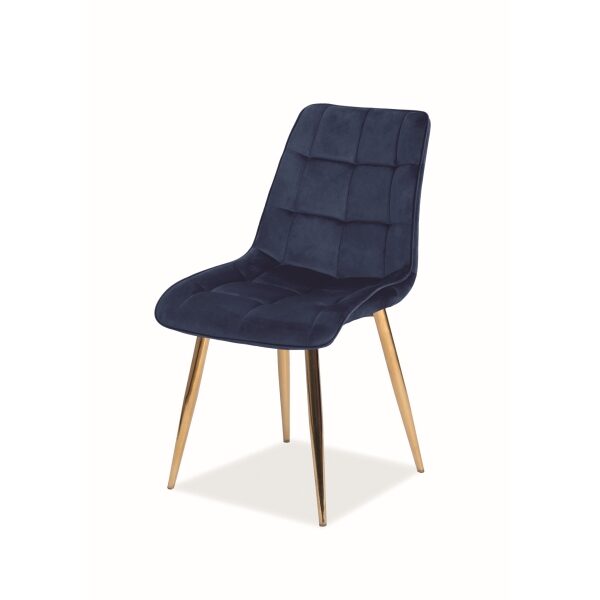 Scaun Chic Gold velvet albastru