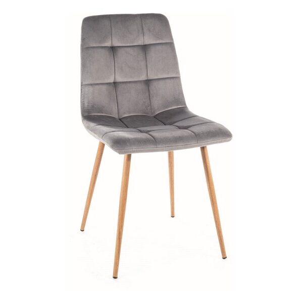 Scaun Mila velvet D gri (picior lemn)